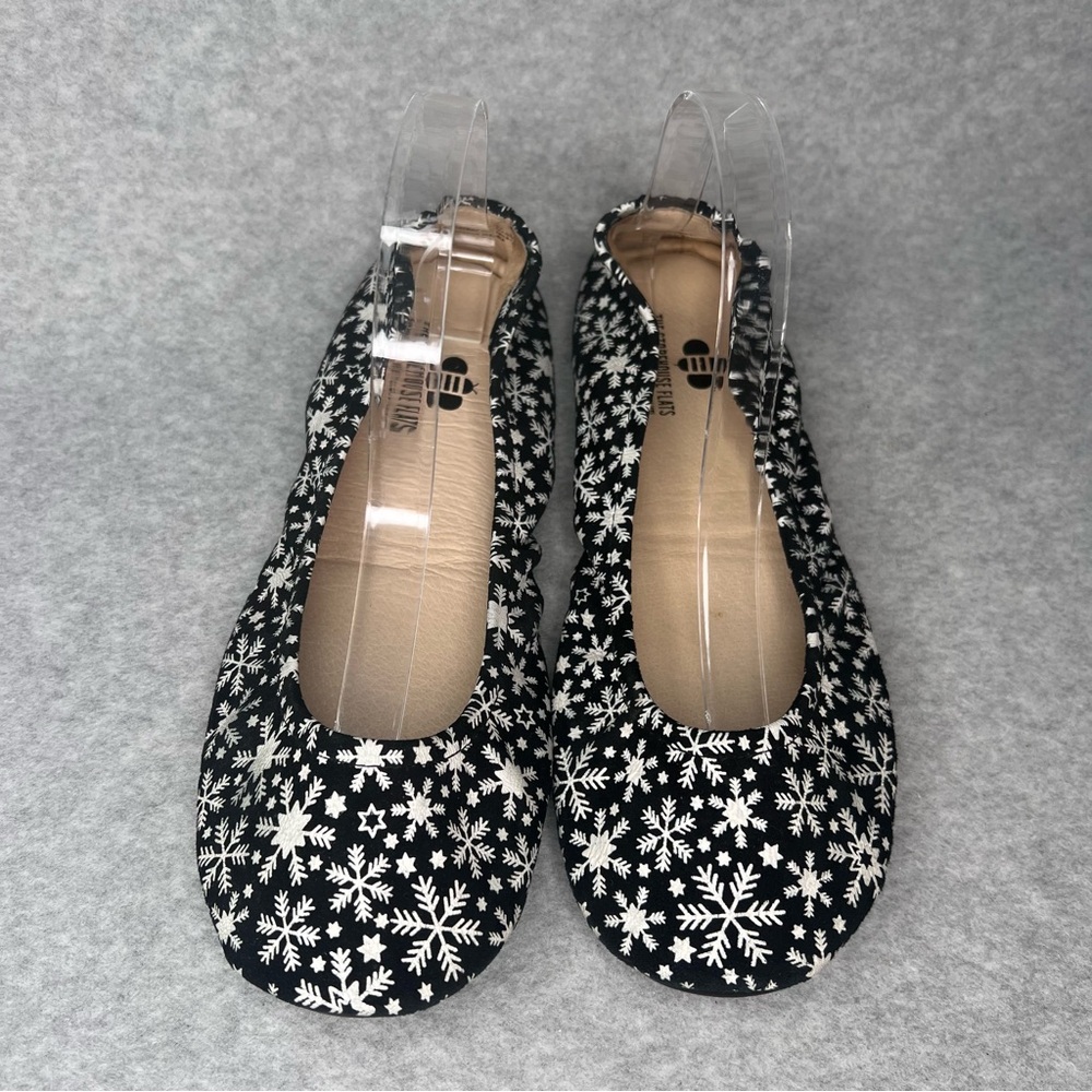 The Storehouse Flats Leather Foldable Shoes Ballet Flats Snowflake Sz 9 Black
